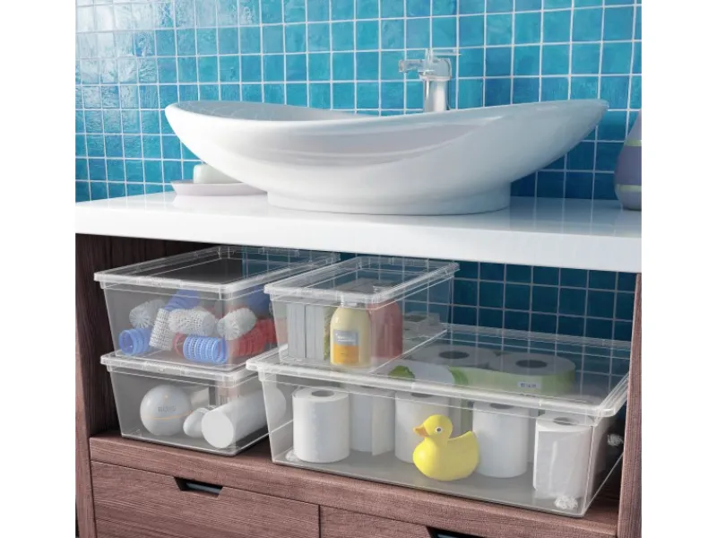 Aufbewahrungsbox C XL mit Deckel 4 Rollen Transparent*KIS Outlet