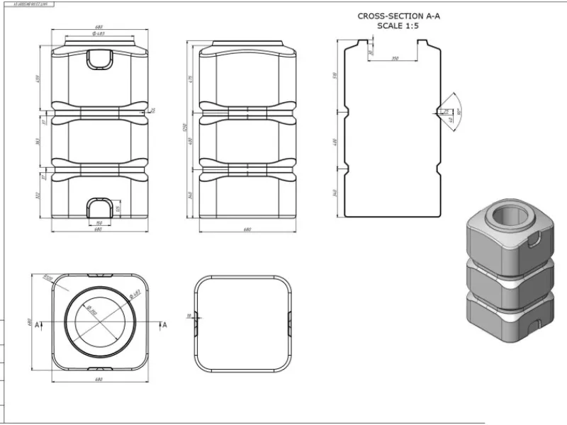 KMND Regenwasser-Nutzung|500L Quadratisch Trinkwasser Wassertank