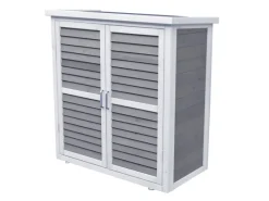 Leco Gartenschränke|Balkonmöbel|Gartenschrank Momo 95 cm Grau-Weiß