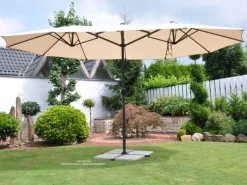 Marktschirm 460 cm x 270 cm Beige mit Kurbelmechanik*Leco Outlet