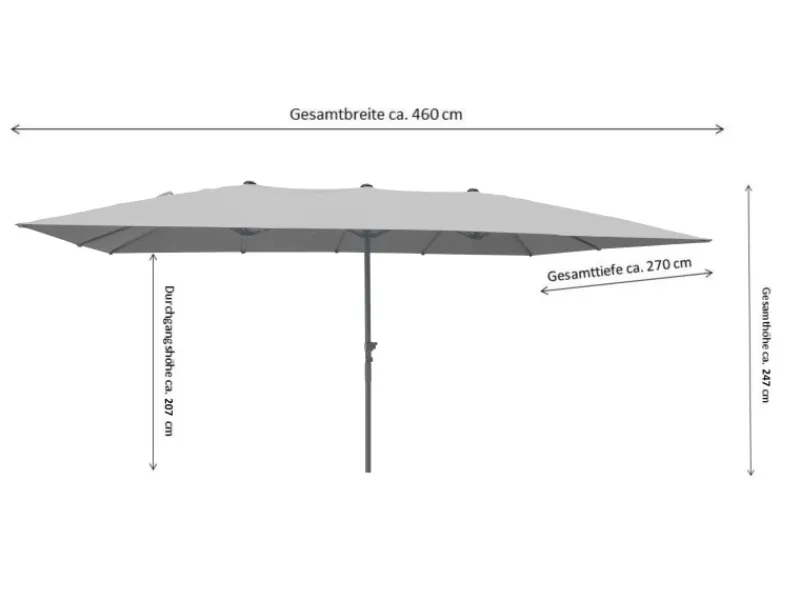 Marktschirm 270 cmx 460 cm mit Kurbelmechanik*Leco Sale