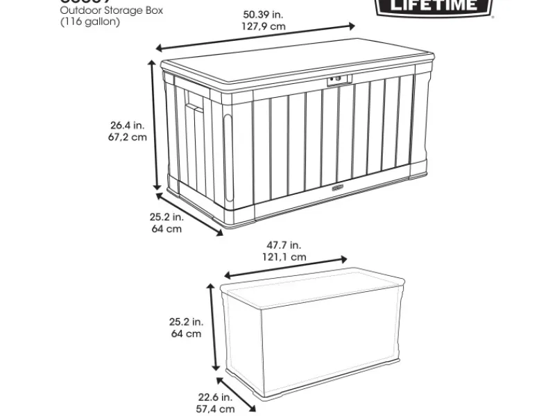 Lifetime Auflagenboxen|Universalboxen|Gartenbox 128 cm x 64 cm x 67 cm