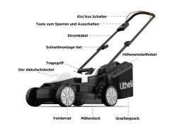 Litheli Rasenmäher|U20 Akku-Rasenmäher 20 V EGT010157 inkl. Akku 4.0 Ah