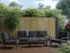 Lounge-Gartenmöbel|Gartenmöbel-Sets|Lounge-Gruppe Springtown 4-teilig Aluminium Schwarz-Dunkelgrau