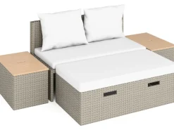 Lounge-Set Bostonia 4-tlg. Polyrattan Hellbraun*