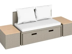 Lounge-Set Bostonia 4-tlg. Polyrattan Hellbraun*