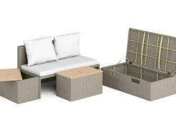 Lounge-Set Bostonia 4-tlg. Polyrattan Hellbraun*