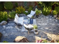 Balkonmöbel|Lounge-Gartenmöbel|Lounge-Set Edna 4-teilig Seilbespannung Anthrazit