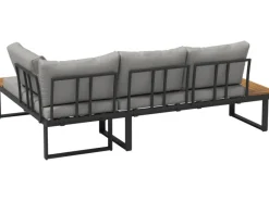 Sonnenliegen|Lounge-Gartenmöbel|Lounge-Set Lipson 3-teilig aus Akazienholz und Aluminium Grau
