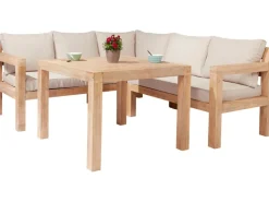 Sitzkissen|Lounge-Gartenmöbel|Lounge-Set mit Esstisch Morenci 4-teilig aus Akazienholz FSC®