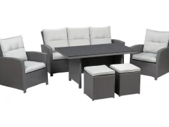 Lounge-Gartenmöbel|Lounge-Set mit Esstisch Vermont 6-teilig Polyrattan
