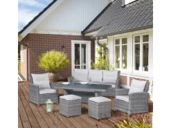 Gartenmöbel-Sets|Lounge-Gartenmöbel|Lounge-Set mit Esstisch Vermont 6-teilig aus Polyrattan