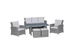 Gartenmöbel-Sets|Lounge-Gartenmöbel|Lounge-Set mit Esstisch Vermont 6-teilig aus Polyrattan