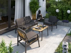 Lounge-Set Olary 4-teilig Akazienholz Schwarz* Online