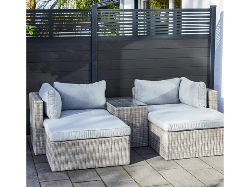 Lounge-Gartenmöbel|Gartenmöbel-Sets|Lounge-Set Olea 5-teilig aus Polyrattan Sand