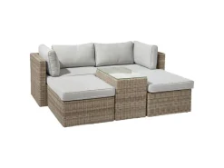 Lounge-Gartenmöbel|Gartenmöbel-Sets|Lounge-Set Olea 5-teilig aus Polyrattan Sand