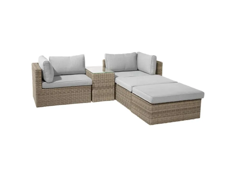 Lounge-Gartenmöbel|Gartenmöbel-Sets|Lounge-Set Olea 5-teilig aus Polyrattan Sand