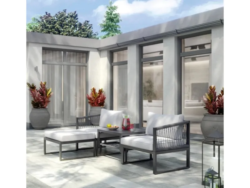 Balkonmöbel|Lounge-Gartenmöbel|Lounge-Set Willa 4-teilig aus Aluminium Anthrazit