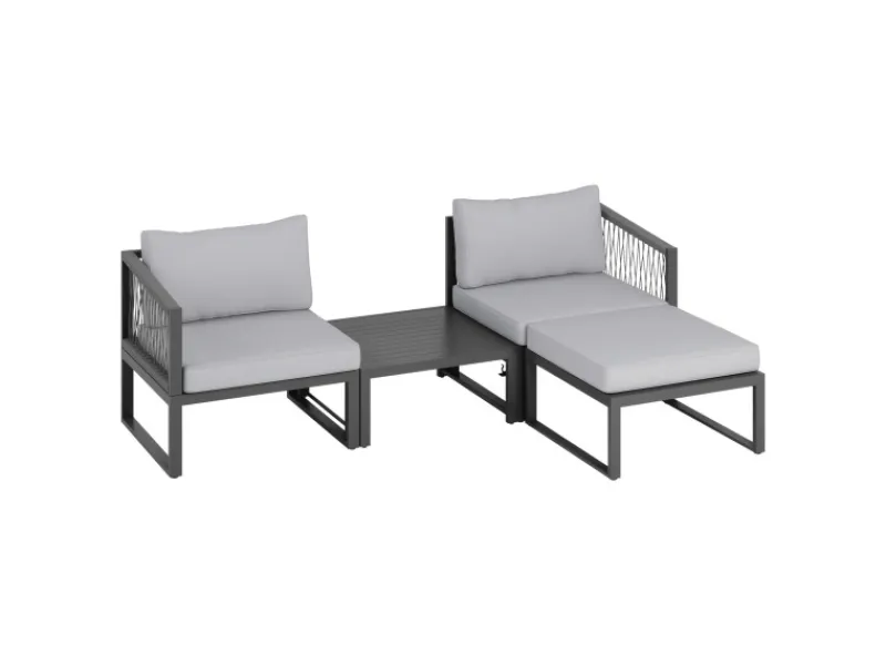 Balkonmöbel|Lounge-Gartenmöbel|Lounge-Set Willa 4-teilig aus Aluminium Anthrazit