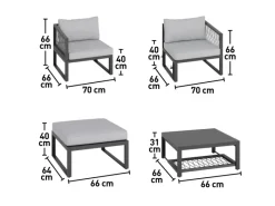 Balkonmöbel|Lounge-Gartenmöbel|Lounge-Set Willa 4-teilig aus Aluminium Anthrazit