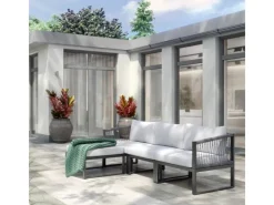 Balkonmöbel|Lounge-Gartenmöbel|Lounge-Set Willa 4-teilig aus Aluminium Anthrazit