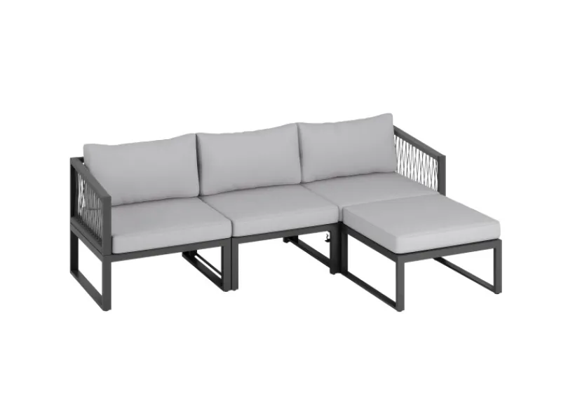 Balkonmöbel|Lounge-Gartenmöbel|Lounge-Set Willa 4-teilig aus Aluminium Anthrazit