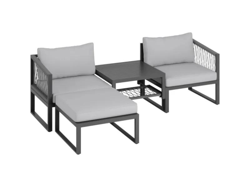 Balkonmöbel|Lounge-Gartenmöbel|Lounge-Set Willa 4-teilig aus Aluminium Anthrazit