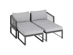 Balkonmöbel|Lounge-Gartenmöbel|Lounge-Set Willa 4-teilig aus Aluminium Anthrazit