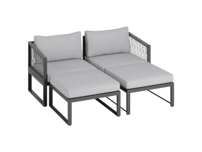 Balkonmöbel|Lounge-Gartenmöbel|Lounge-Set Willa 4-teilig aus Aluminium Anthrazit