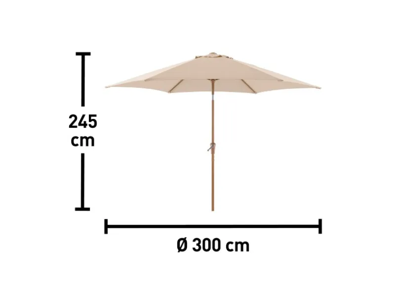 Marktschirm Camarillo Ø 300 cm Beige mit Kurbelmechanik* Hot