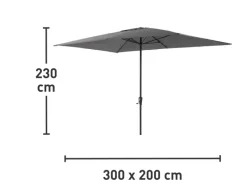 Sonnenschirme|Marktschirm Honolulu 200 cm x 300 cm mit Kurbel