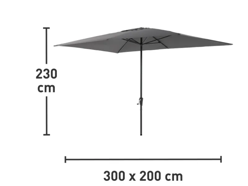 Sonnenschirme|Marktschirm Honolulu 200 cm x 300 cm mit Kurbel