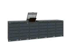 Mülltonnenboxen|MBOX24 Classic Mülltonnenbox für 6 Mülltonnen (240L) aus Verzinktem Stahl  6er Metall Mülltonnenverkleidung in Anthrazit  Robust & Wetterfest