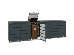 Mülltonnenboxen|MBOX24 Classic Mülltonnenbox für 6 Mülltonnen (240L) aus Verzinktem Stahl  6er Metall Mülltonnenverkleidung in Anthrazit  Robust & Wetterfest