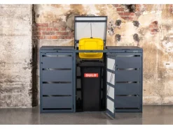 Mülltonnenboxen|MBOX24 Classic Mülltonnenbox für 6 Mülltonnen (240L) aus Verzinktem Stahl  6er Metall Mülltonnenverkleidung in Anthrazit  Robust & Wetterfest