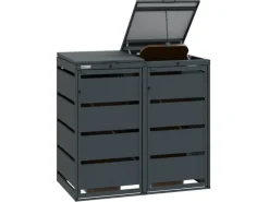 MBOX24 Classic Mülltonnenbox für 2 Mülltonnen (120L) aus Verzinktem Stahl  2er Metall Mülltonnenverkleidung in Anthrazit  Robust & Wetterfest* Outlet