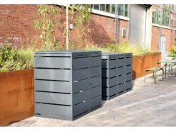 MBOX24 Classic Mülltonnenbox für 2 Mülltonnen (120L) aus Verzinktem Stahl  2er Metall Mülltonnenverkleidung in Anthrazit  Robust & Wetterfest* Outlet