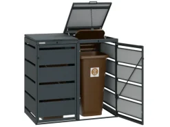 MBOX24 Classic Mülltonnenbox für 2 Mülltonnen (120L) aus Verzinktem Stahl  2er Metall Mülltonnenverkleidung in Anthrazit  Robust & Wetterfest* Outlet