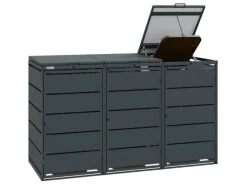 MBOX24 Classic Mülltonnenbox für 3 Mülltonnen (240L) aus Verzinktem Stahl  3er Metall Mülltonnenverkleidung in Anthrazit  Robust & Wetterfest* Discount