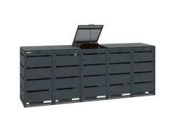MBOX24 Classic Mülltonnenbox für 5 Mülltonnen (120L) aus Verzinktem Stahl  5er Metall Mülltonnenverkleidung in Anthrazit  Robust & Wetterfest* Hot