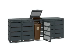 MBOX24 Classic Mülltonnenbox für 5 Mülltonnen (120L) aus Verzinktem Stahl  5er Metall Mülltonnenverkleidung in Anthrazit  Robust & Wetterfest* Hot