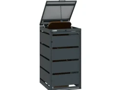 Mülltonnenboxen|MBOX24 Classic Mülltonnenbox für 1 Mülltonne (120L) aus Verzinktem Stahl  1er Metall Mülltonnenverkleidung in Anthrazit  Robust & Wetterfest