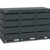 Mülltonnenboxen|MBOX24 Classic Mülltonnenbox für 3 Mülltonnen (120L) aus Verzinktem Stahl  3er Metall Mülltonnenverkleidung in Anthrazit  Robust & Wetterfest