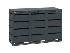 Mülltonnenboxen|MBOX24 Classic Mülltonnenbox für 3 Mülltonnen (120L) aus Verzinktem Stahl  3er Metall Mülltonnenverkleidung in Anthrazit  Robust & Wetterfest
