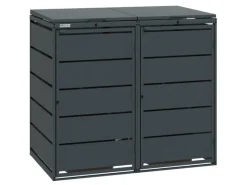 Mülltonnenboxen|MBOX24 Classic Mülltonnenbox für 2 Mülltonnen (240L) aus Verzinktem Stahl  2er Metall Mülltonnenverkleidung in Anthrazit  Robust & Wetterfest