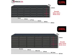 Mülltonnenboxen|MBOX24 Classic Mülltonnenbox für 2 Mülltonnen (240L) aus Verzinktem Stahl  2er Metall Mülltonnenverkleidung in Anthrazit  Robust & Wetterfest