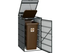 MBOX24 Classic Mülltonnenbox für 1 Mülltonnen (240L) aus Verzinktem Stahl  1er Metall Mülltonnenverkleidung in Anthrazit  Robust & Wetterfest* Sale