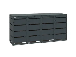 Mülltonnenboxen|MBOX24 Classic Mülltonnenbox für 4 Mülltonnen (120L) aus Verzinktem Stahl  4er Metall Mülltonnenverkleidung in Anthrazit  Robust & Wetterfest