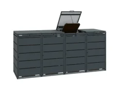 MBOX24 Classic Mülltonnenbox für 4 Mülltonnen (240L) aus Verzinktem Stahl  4er Metall Mülltonnenverkleidung in Anthrazit  Robust & Wetterfest*