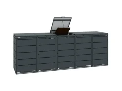 MBOX24 Classic Mülltonnenbox für 5 Mülltonnen (240L) aus Verzinktem Stahl  5er Metall Mülltonnenverkleidung in Anthrazit  Robust & Wetterfest* Hot